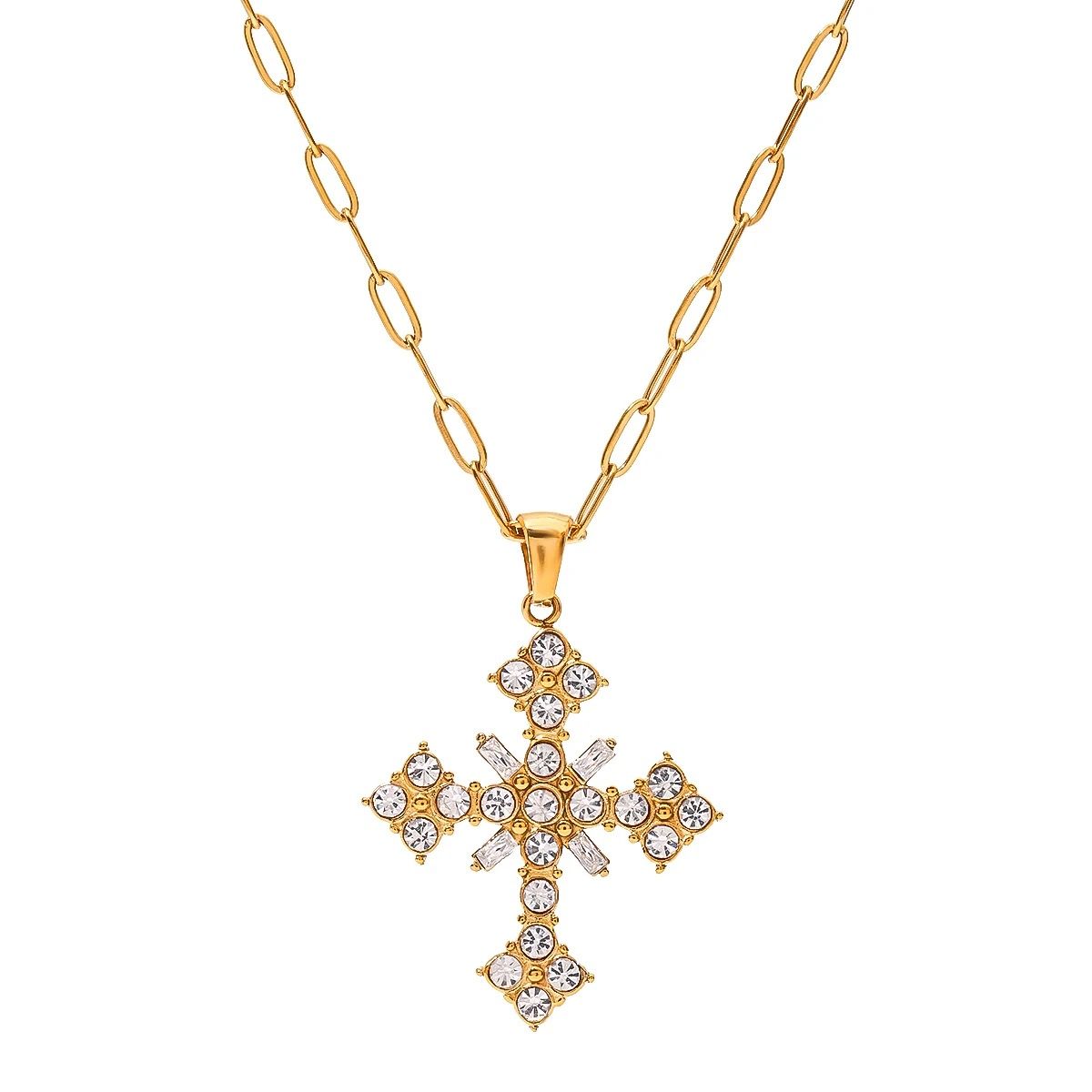 Diamond pendant Cross Necklace _0
