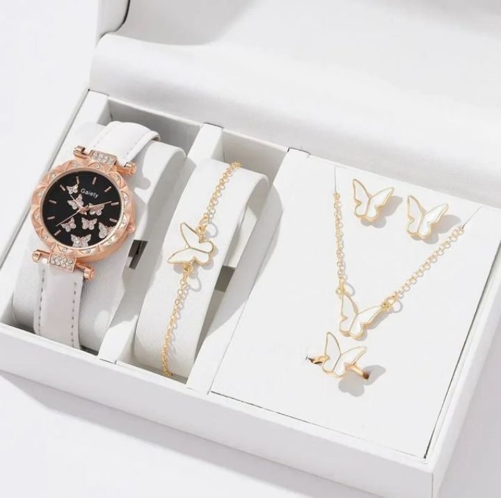 Elegant Ladies Wristwatch Quartz watch, Necklace, Earring & Ring Set_0