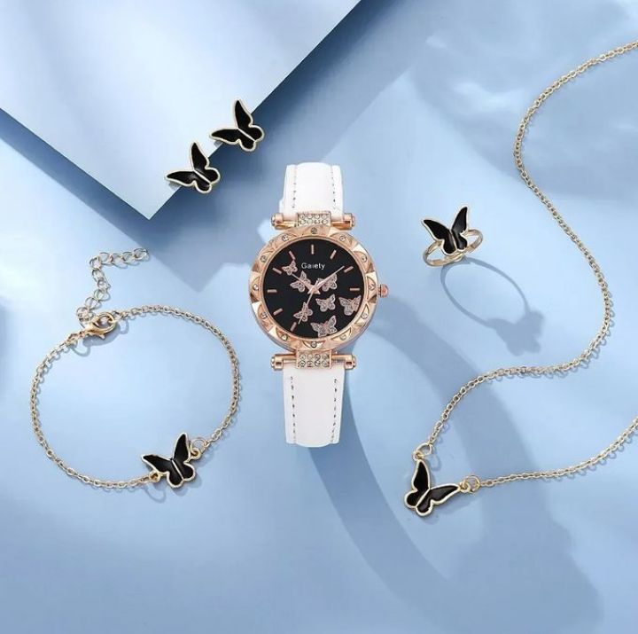Elegant Ladies Wristwatch Quartz watch, Necklace, Earring & Ring Set_1