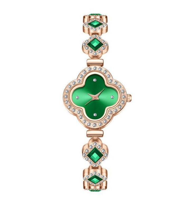 Girls Fashion Bracelet Watch Luxury Emerald Women Quartz Watch_3