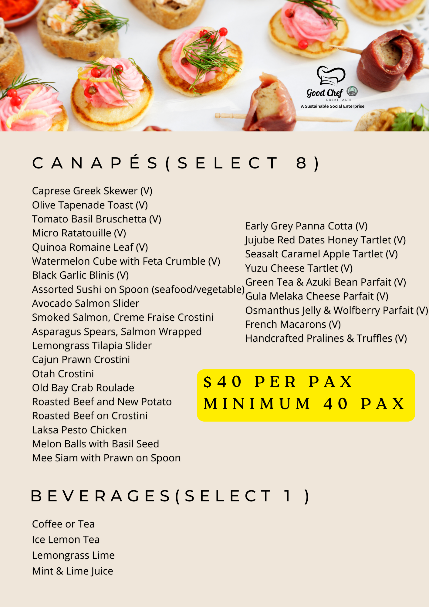Canapés Reception A at $40 pp (min 40pax) _0
