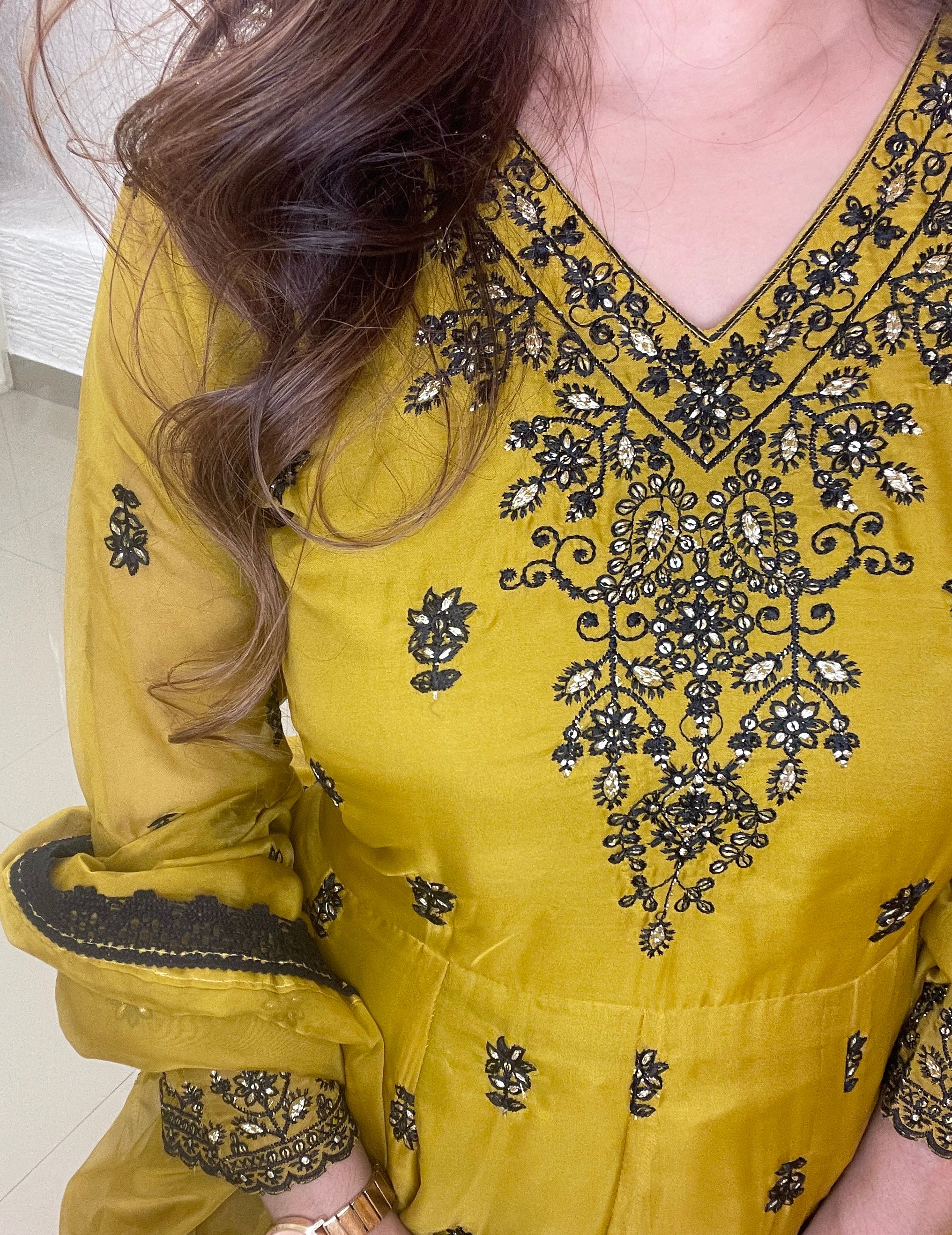 Golden Yellow Organza Anarkali_2