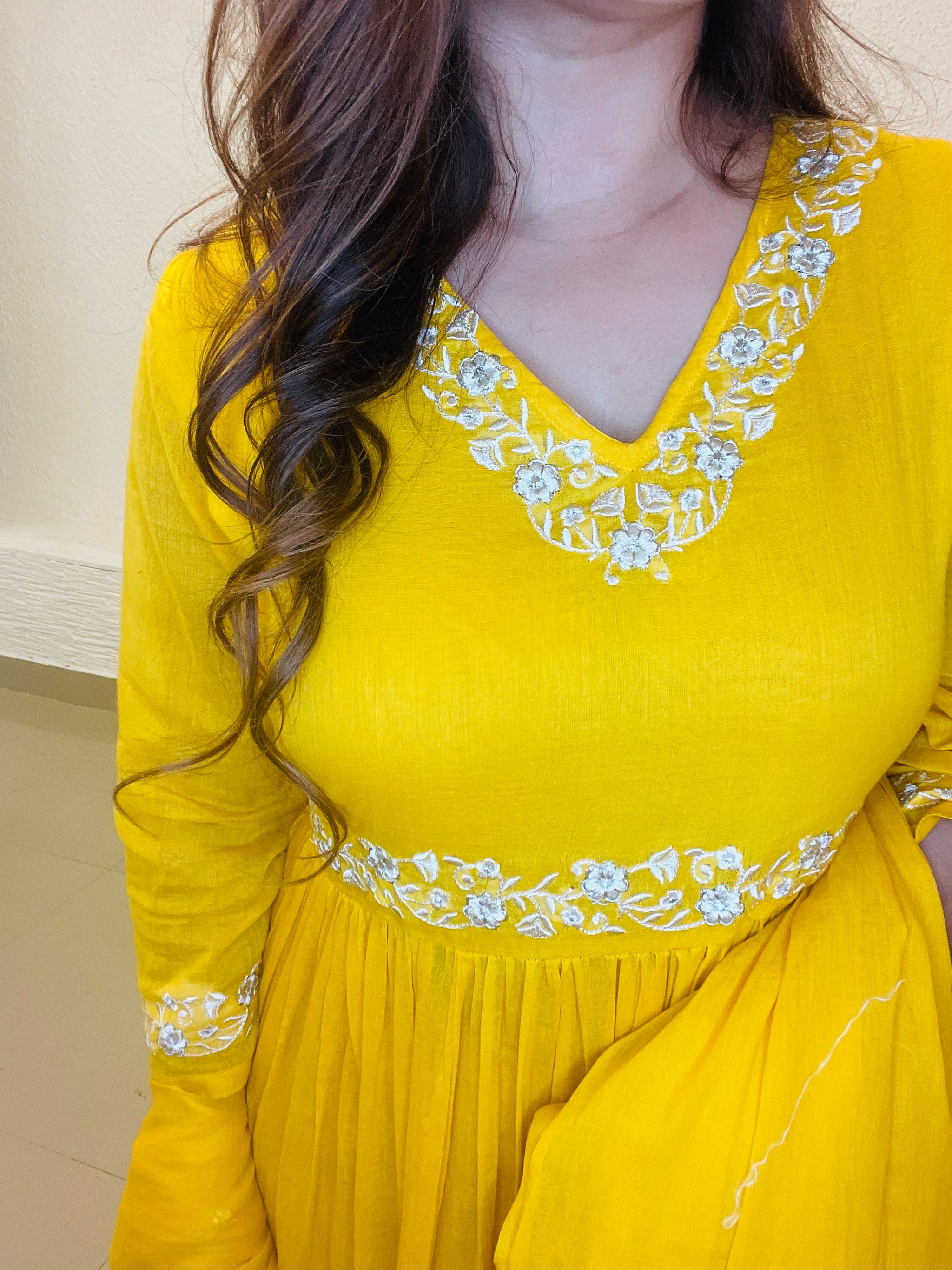 Yellow Mulcotton Anarkali_2
