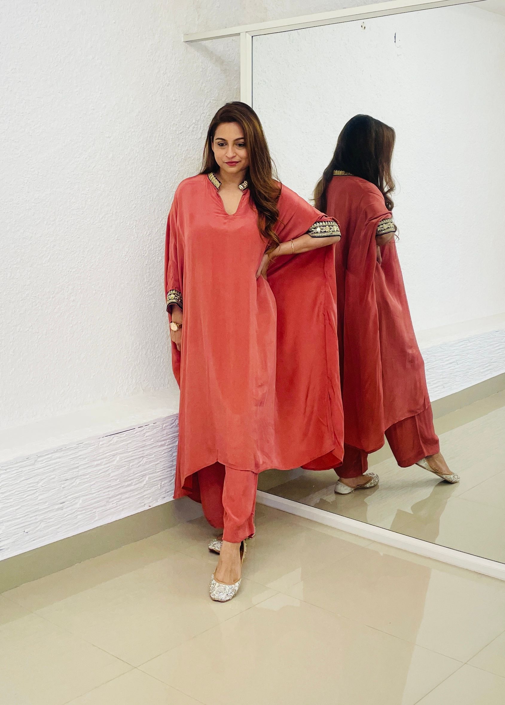 Mauve Kaftan Set_0