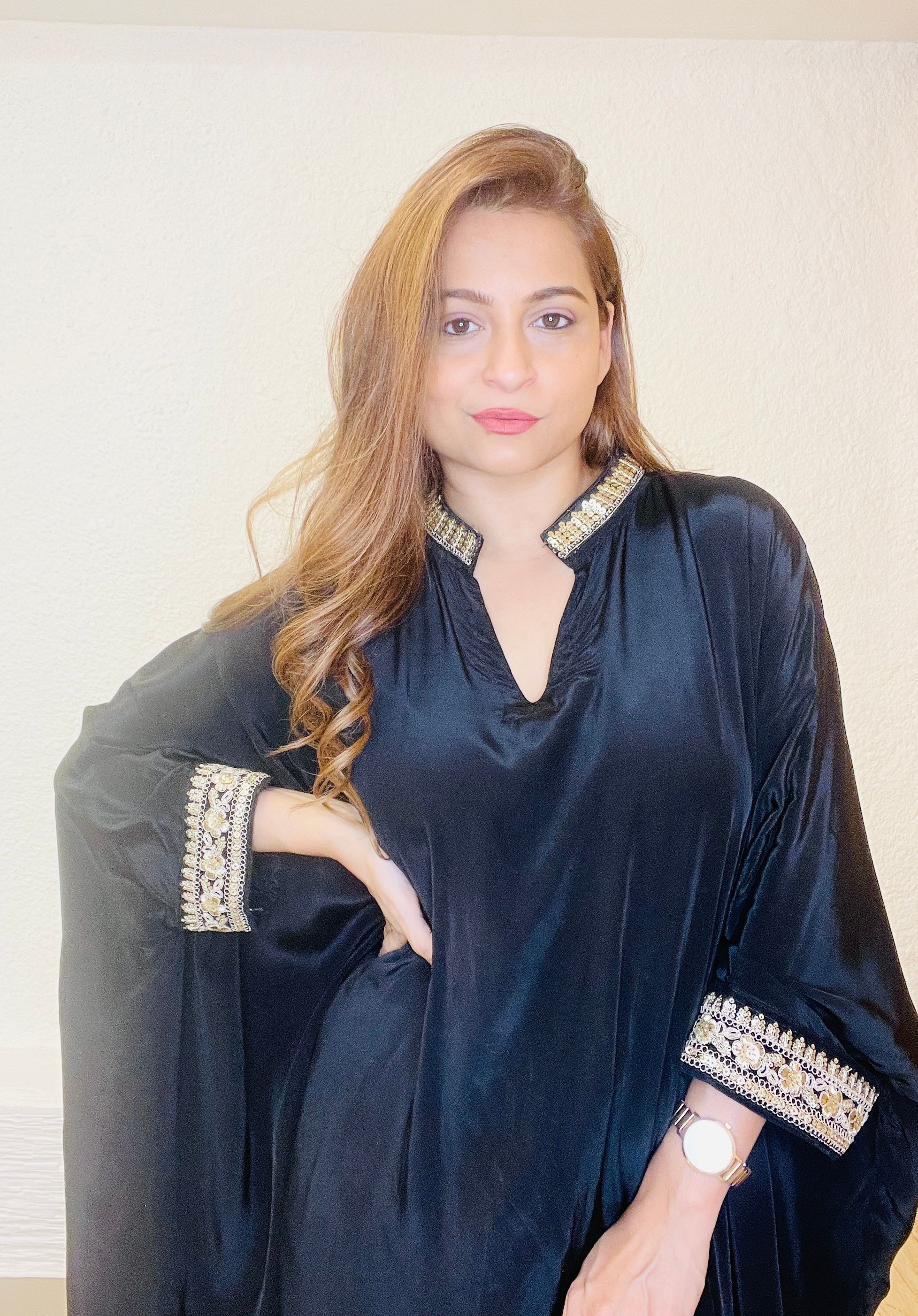 Black Crepe Kaftan Set_1