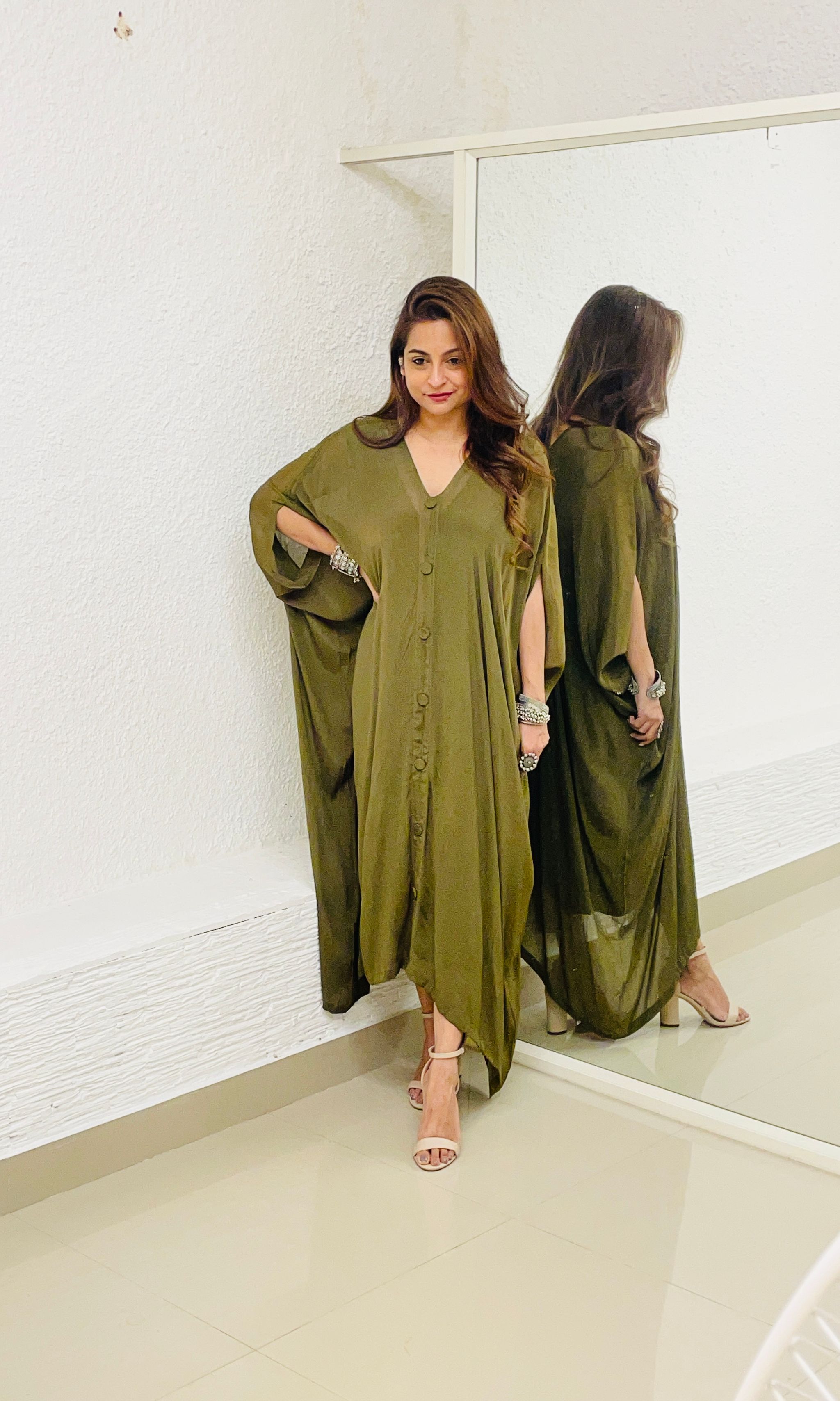 Army Green Shirt Kaftan_0