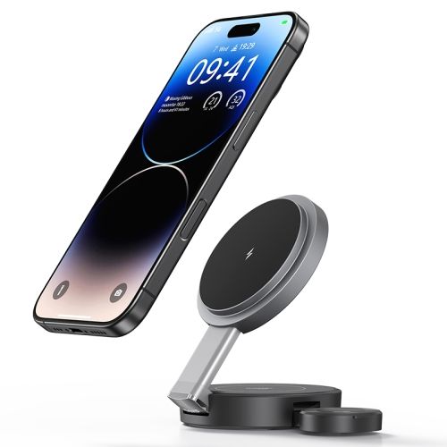 USAMS CD234 Folding 3-in-1 Magnetic Wireless Fast Charger(Gun Color)_0