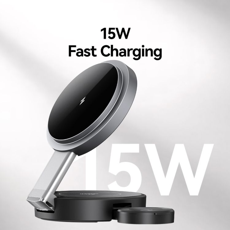 USAMS CD234 Folding 3-in-1 Magnetic Wireless Fast Charger(Gun Color)_1