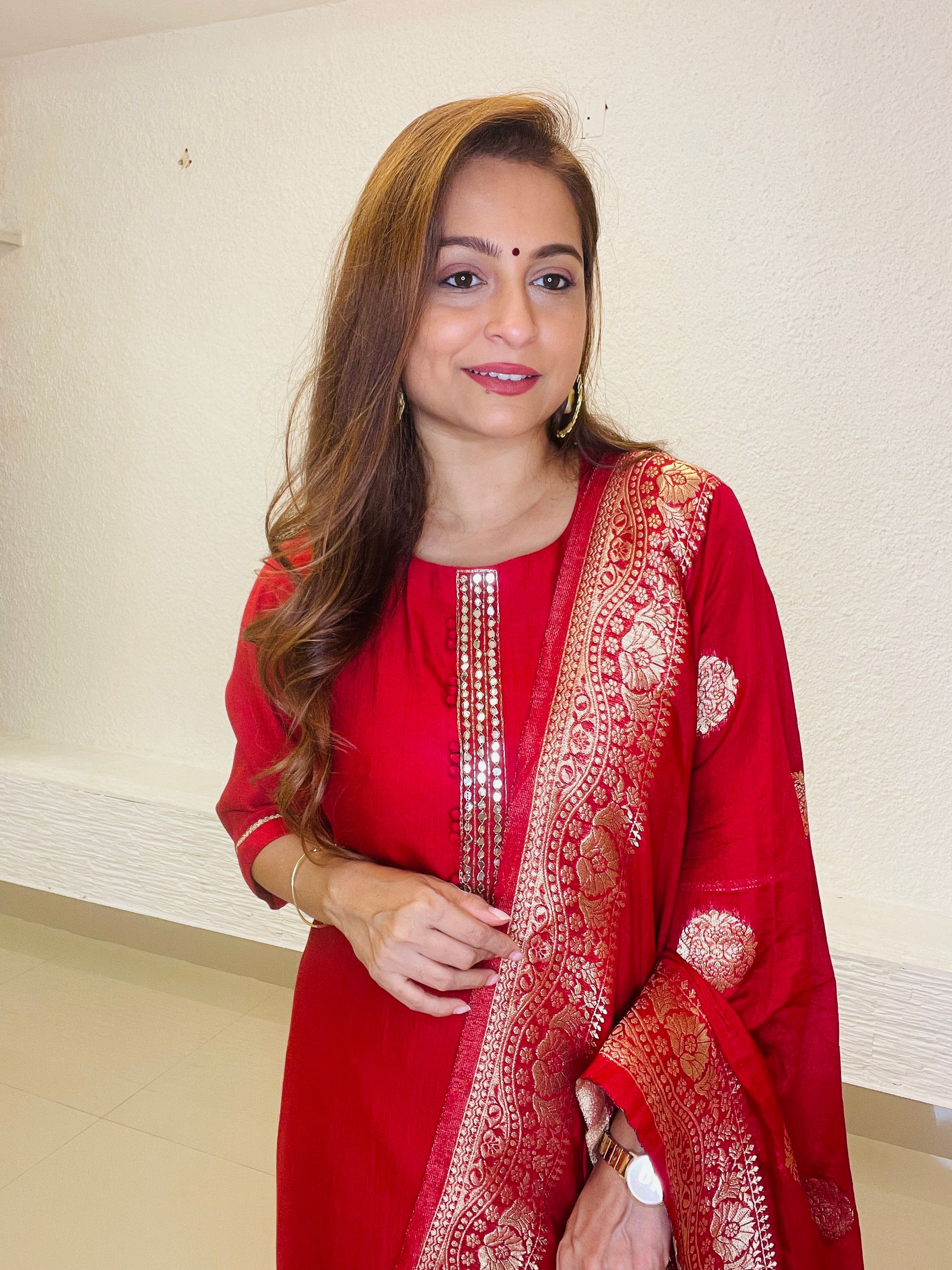 Dark Red Banarasi Set_1