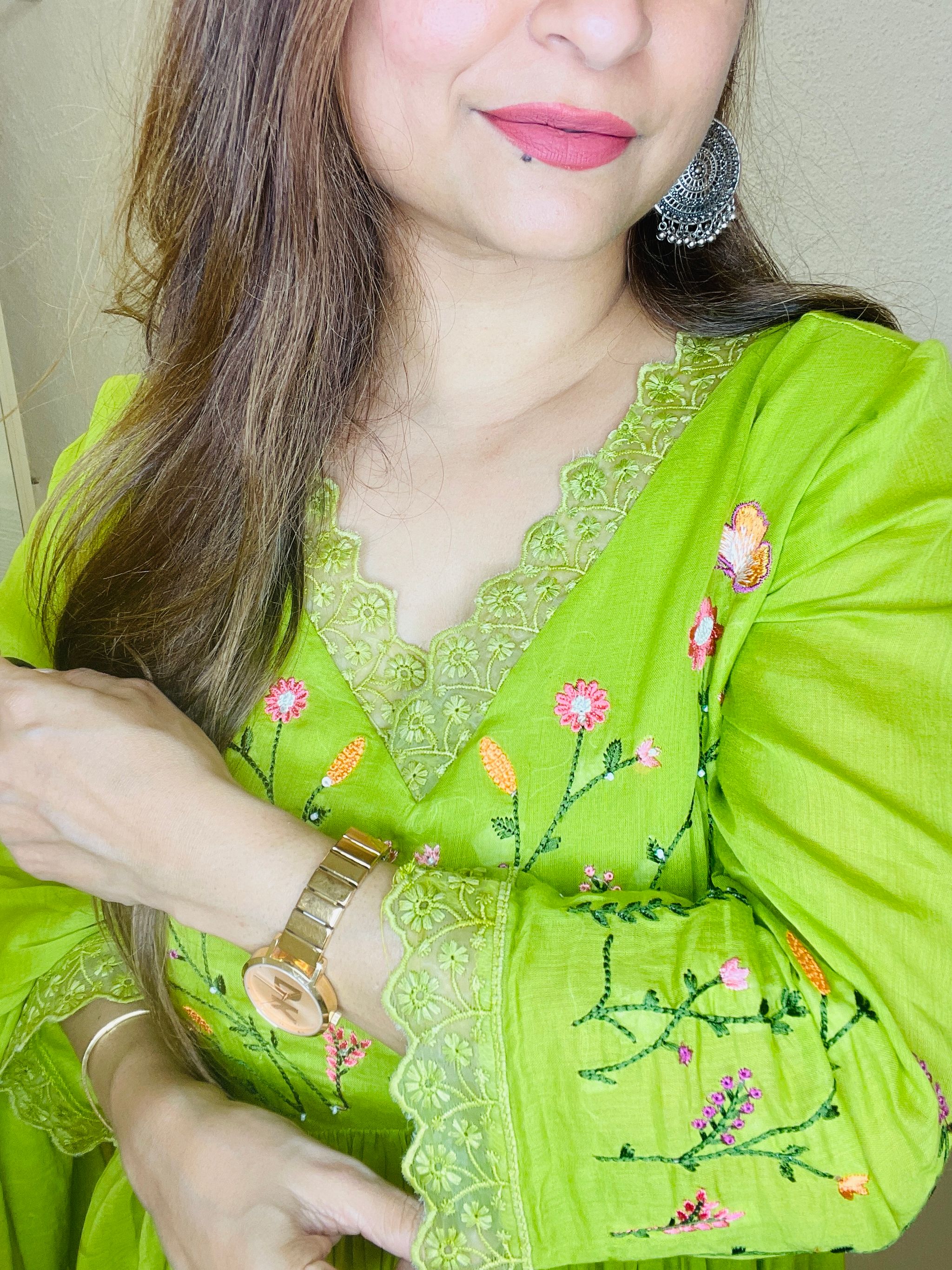 Parrot Green Anarkali _1
