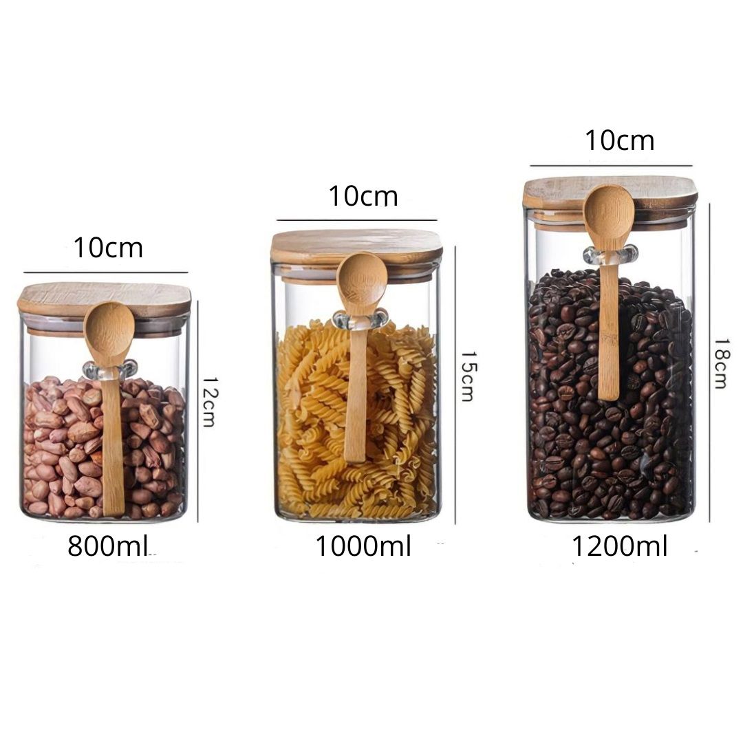 GLASS WOODEN JAR SQUARE WITH SPOON_1