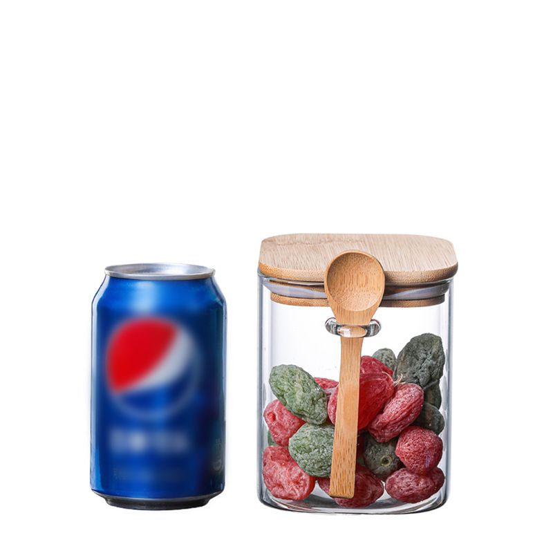 GLASS WOODEN JAR SQUARE WITH SPOON_6