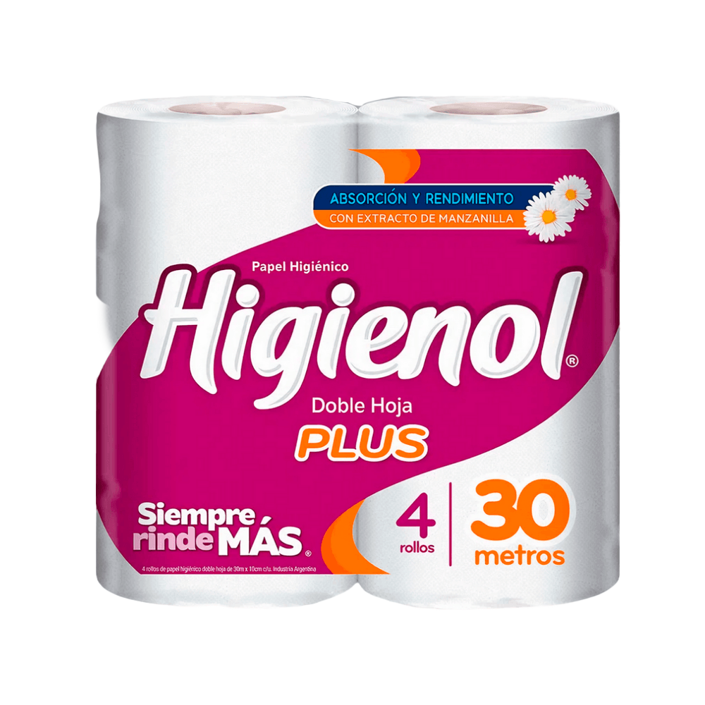 Papel Higienico Higienol Plus Doble Hoja 4 rollos x 30m_0