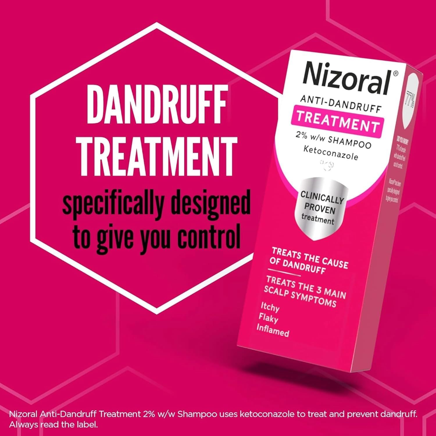 Nizoral Anti-Dandruff Treatment Shampoo, Treats and Prevents Dandruff, Clinically Proven to Control Itchy & Flaky Scalps, Contains Ketoconazole, 1 x 100ml_1