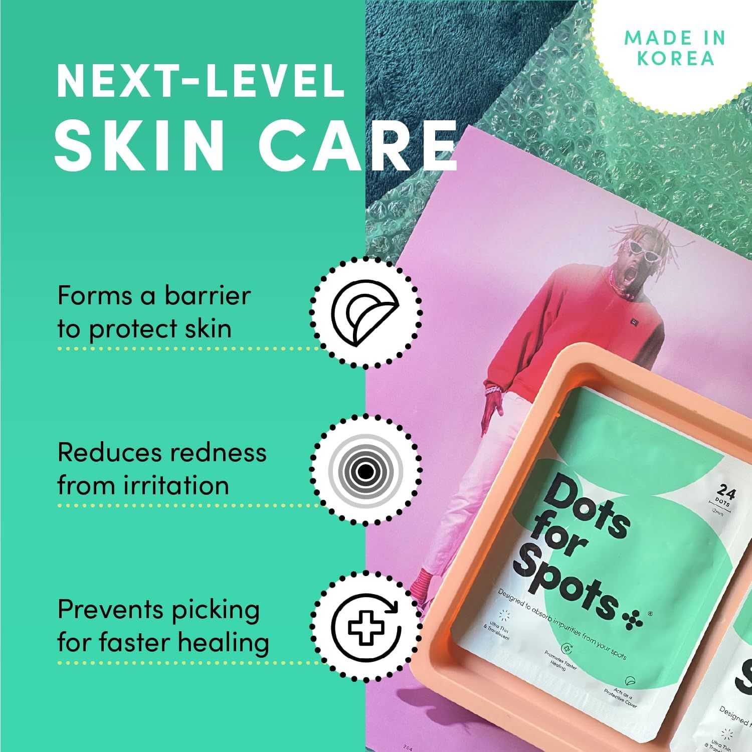 Dots for Spots Acne Patches - Pack of 24 Translucent Hydrocolloid Pimple Patch Spot Treatment Stickers for Face and Body - Fast-Acting, Vegan & Cruelty Free Skin Care_4