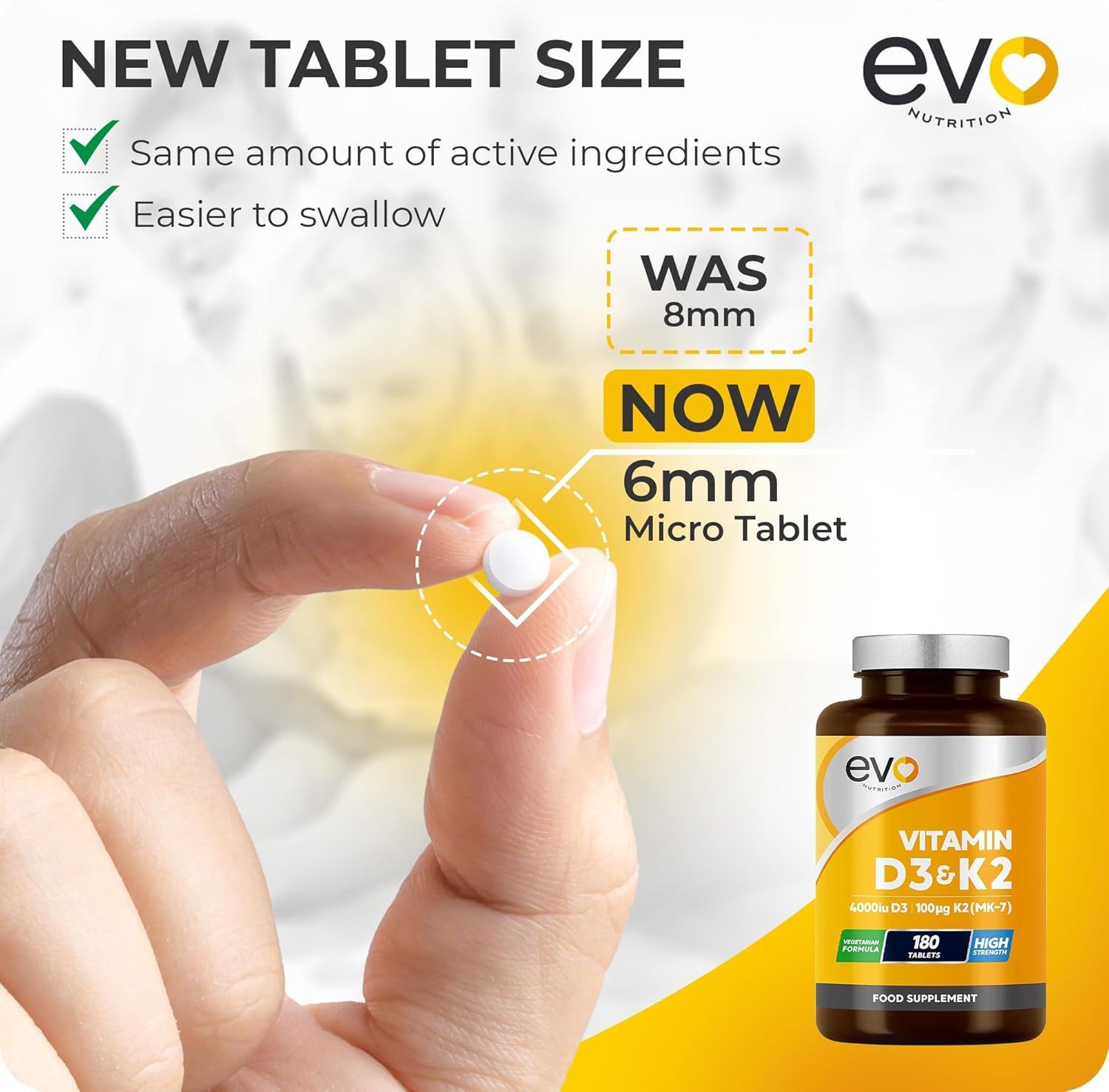 Vitamin D3 4000iu & Vitamin K2 100ug (MK7) |180 D K Vegetarian Tablets | 1-A-Day | 6 Month Supply | High Strength | Vitamin D K2 Supplement | Made in The UK | Cholecalciferol & Menaquinone_4