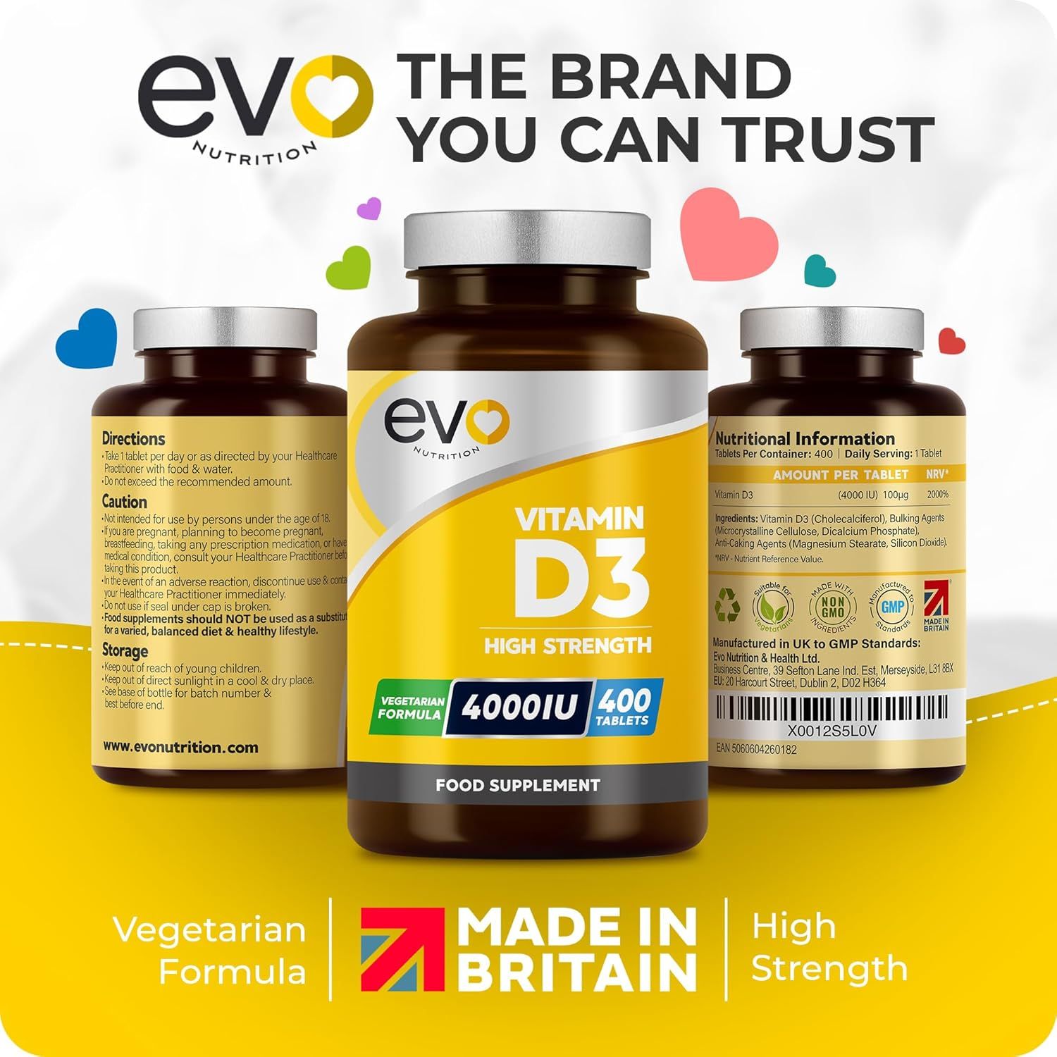 Vitamin D 4000IU High Strength Supplement | 400 Vitamin D3 Tablets - 13 Months' Supply | VIT D3 | One-a-Day | High Absorption Cholecalciferol | Made in UK_1