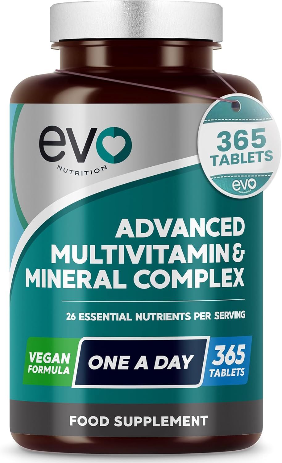 EVO NUTRITION Multivitamins & Minerals - 365 Vegan Multivitamin Tablets | 1 Year Supply | Multivitamin Tablets for Men & Women with 26 Essential Active Vitamins & Minerals | Made in The UK_0