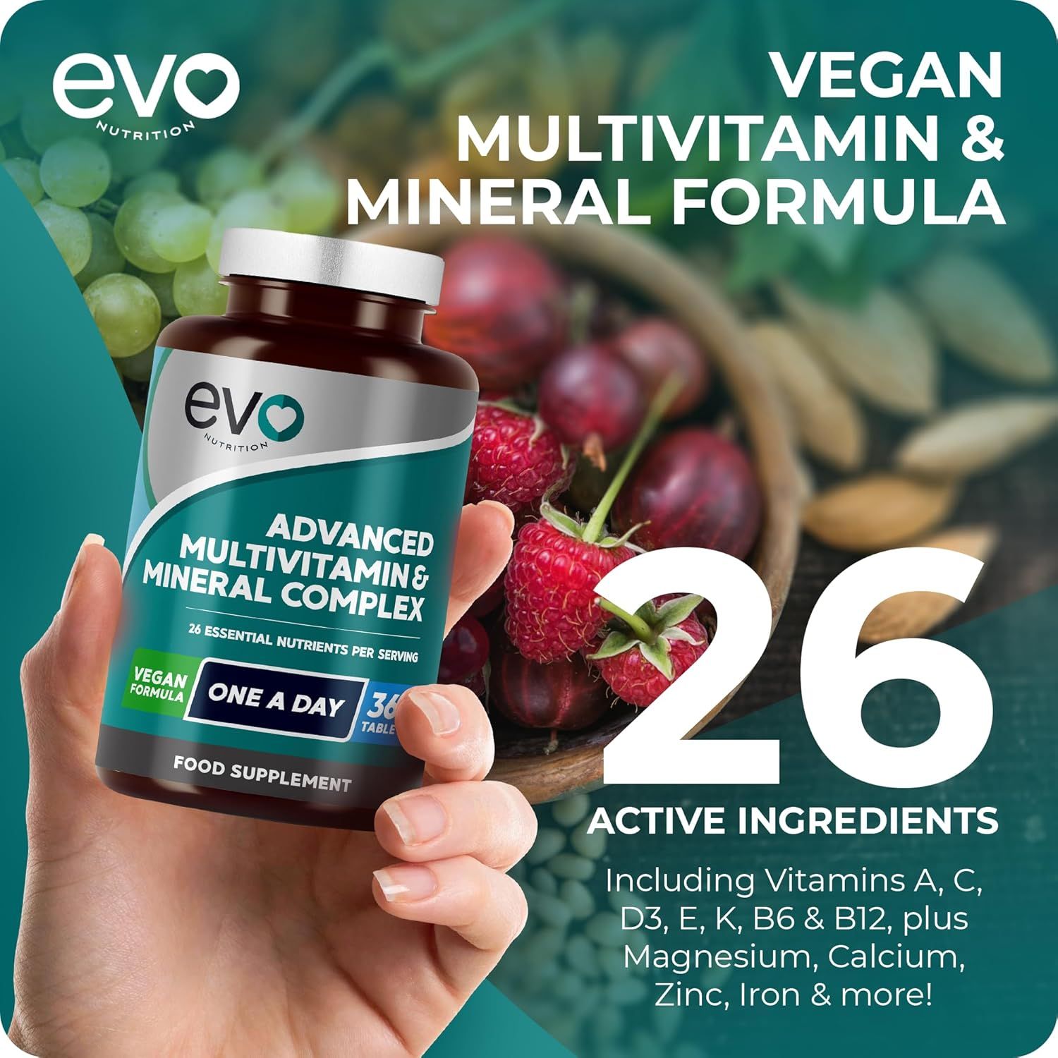 EVO NUTRITION Multivitamins & Minerals - 365 Vegan Multivitamin Tablets | 1 Year Supply | Multivitamin Tablets for Men & Women with 26 Essential Active Vitamins & Minerals | Made in The UK_4