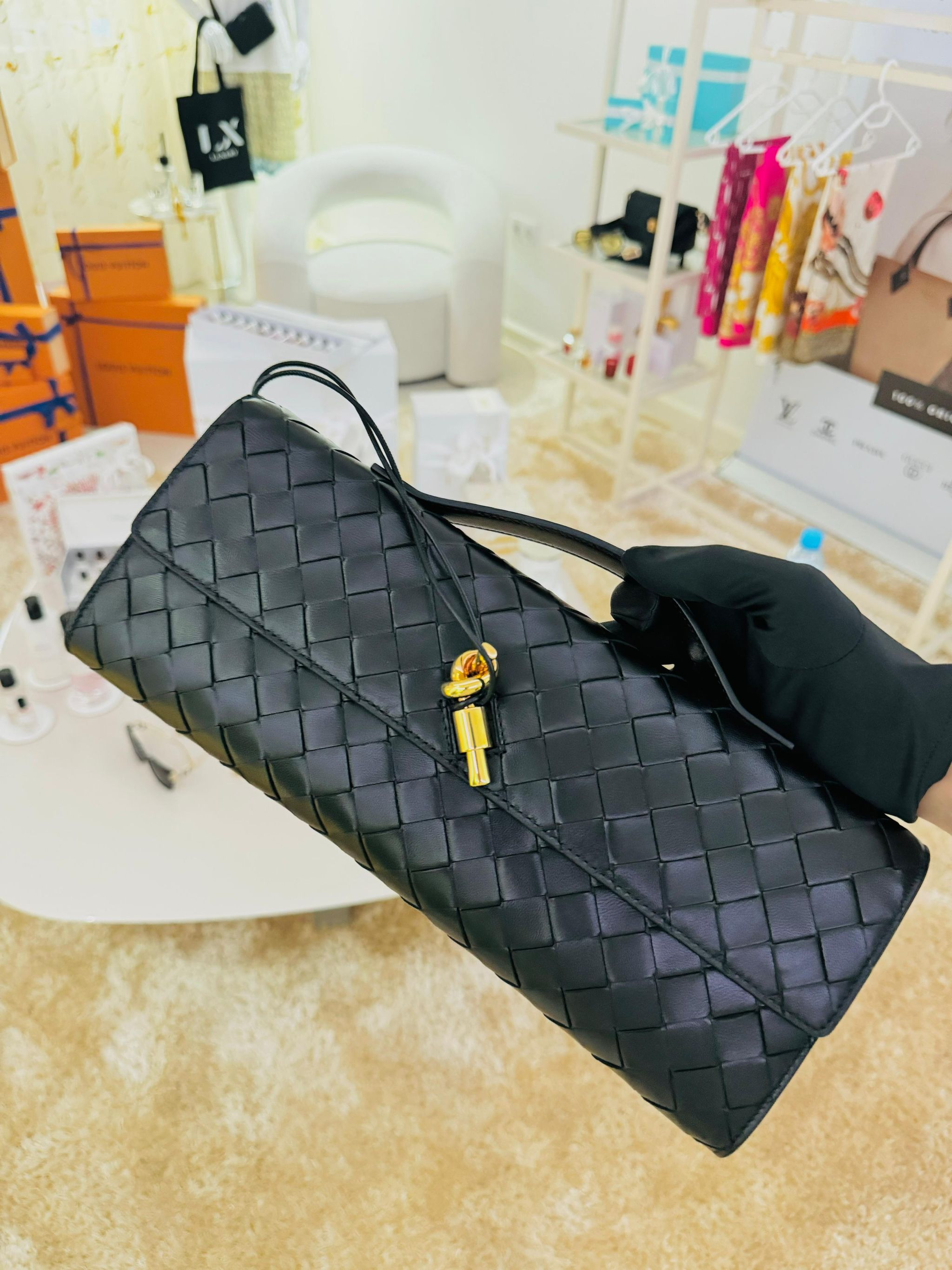 Bottega venetta andiamo clutch black _4