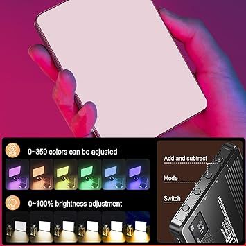 Lampe de poche portable pour photographie et enregistrement vidéo, éclairage double face pour selfie, rechargeable 3 000 mAh, IRC 95+ (2 500-9 000 K), aimantation intégrée (US-M16_1