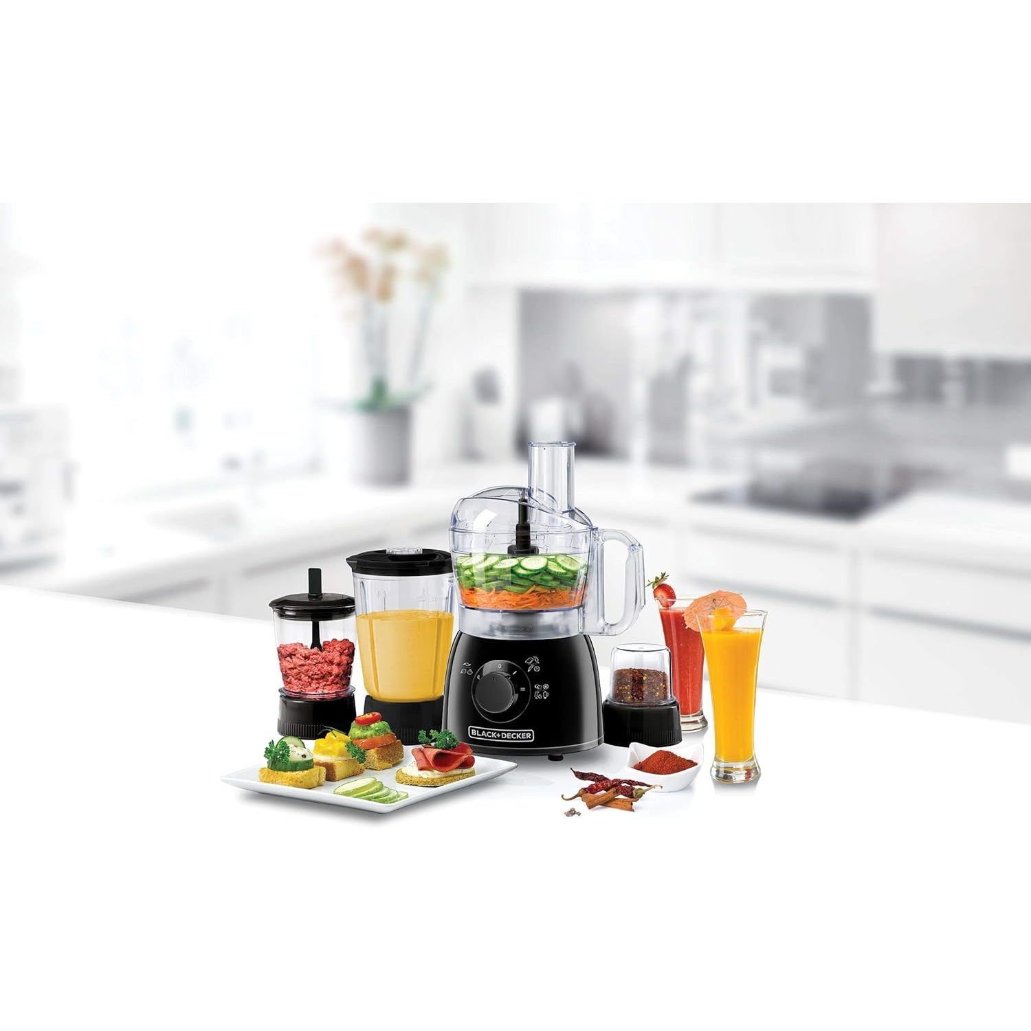 Black+Decker 400W 29 Function Food Processor with Blender, Mincer & Grinder, Black - KR43_1