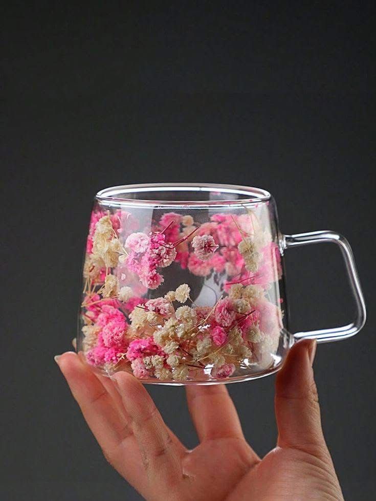 Tasse à fleurs trempé - artisanale _4
