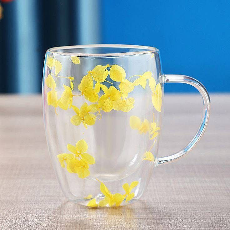 Tasse à fleurs trempé - artisanale _9