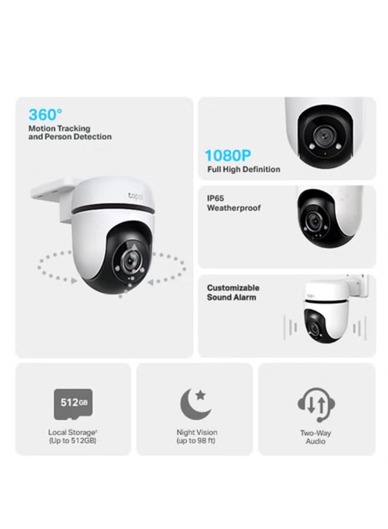 TP-Link Tapo 1080p Full HD Outdoor Pan/Tilt Security Wi-Fi Camera, 360 Motion Detection, IP65 Weatherproof, Night Vision, Cloud &SD Card Storage, Works with Alexa&Google Home (Tapo C500) White_4