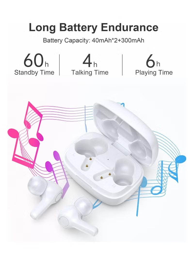 CHOETECH Chotech True Wireless Earbuds, Big Bass 4 Mics, Clear Calls automatic noise reduction, IPX8 waterproof, Sensitive touch control, Comfortable to wear, Bluetooth 5.2,Tiny Size- White_5