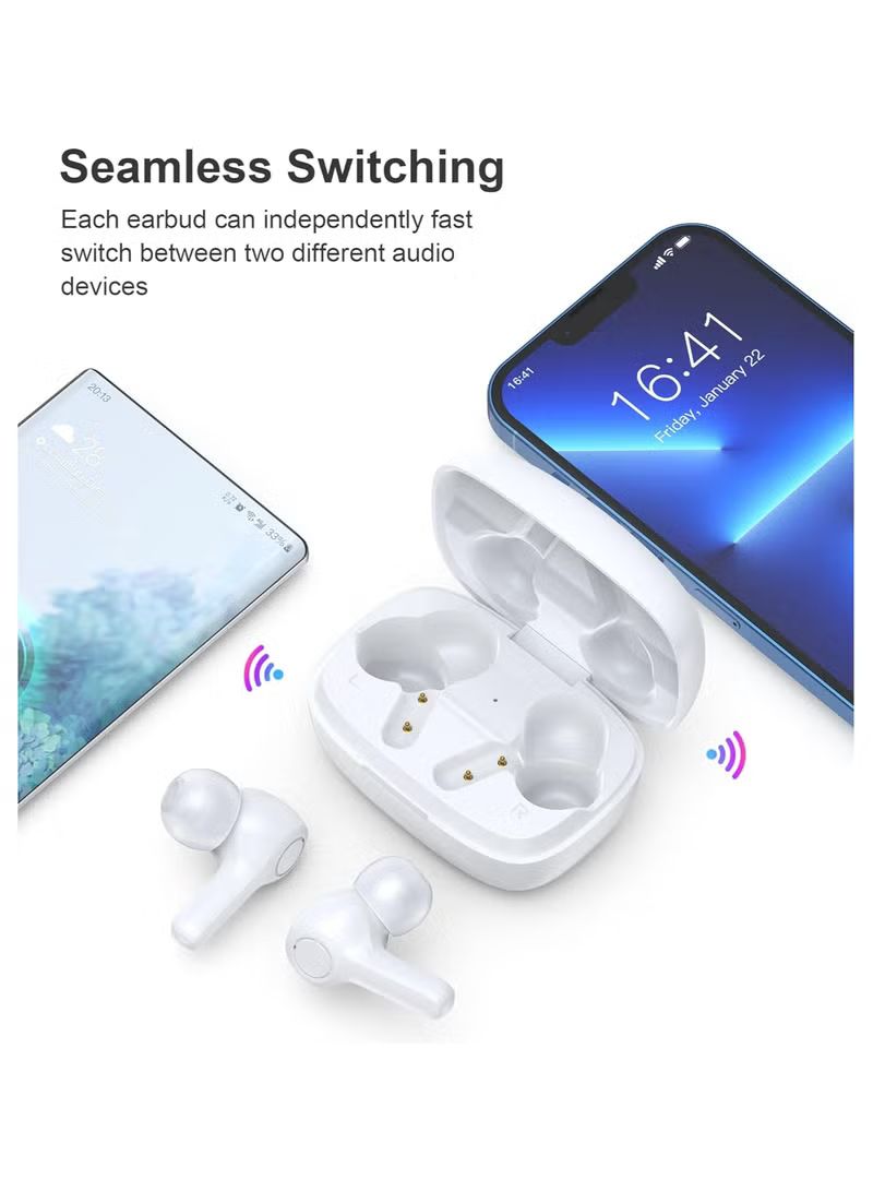 CHOETECH Chotech True Wireless Earbuds, Big Bass 4 Mics, Clear Calls automatic noise reduction, IPX8 waterproof, Sensitive touch control, Comfortable to wear, Bluetooth 5.2,Tiny Size- White_1
