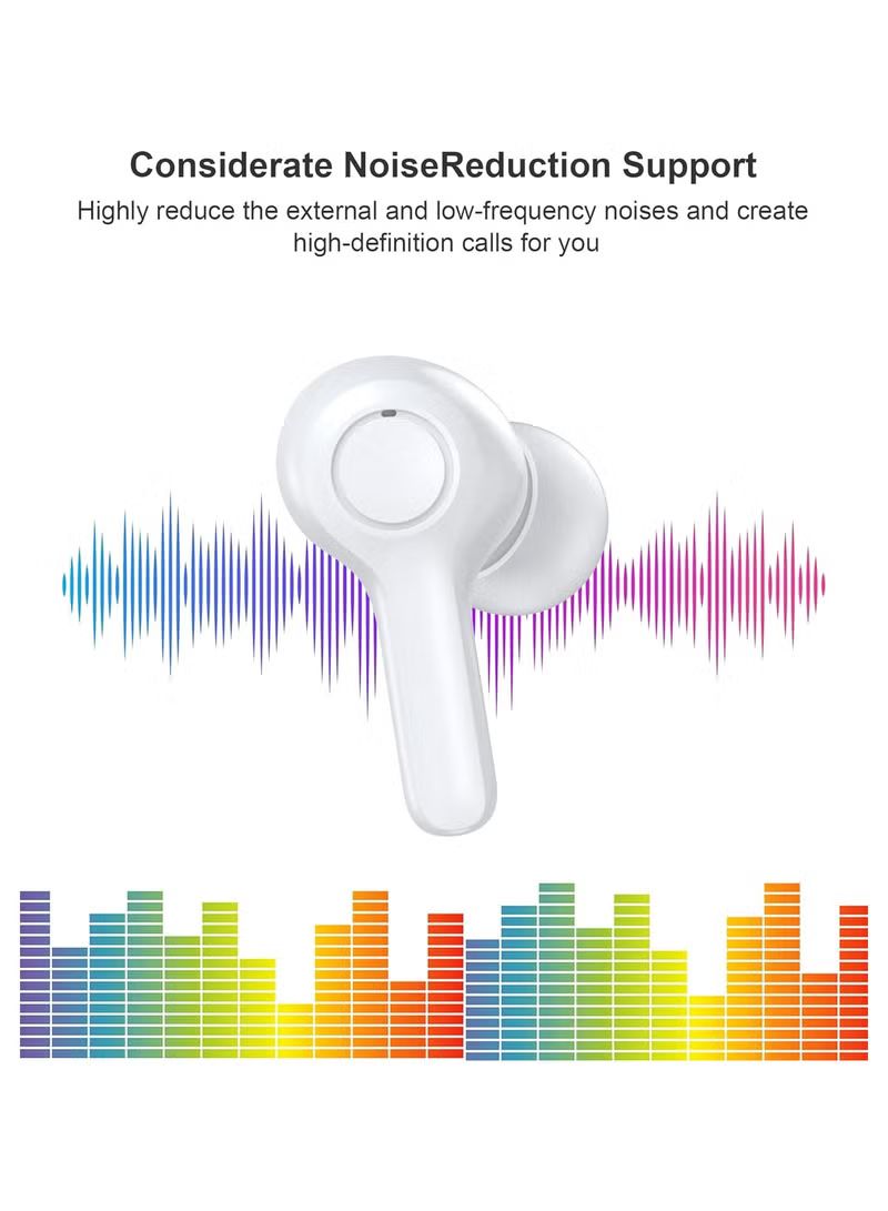 CHOETECH Chotech True Wireless Earbuds, Big Bass 4 Mics, Clear Calls automatic noise reduction, IPX8 waterproof, Sensitive touch control, Comfortable to wear, Bluetooth 5.2,Tiny Size- White_3