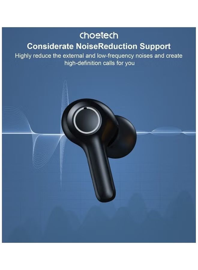 Choetech Choebuds Pro TWS ANC ENC Earphone, 6 Mics, Big Bass, Clear Calls, Multi-Mode Noise Cancelling IPX7 Water-Resistant,Black + 18_6