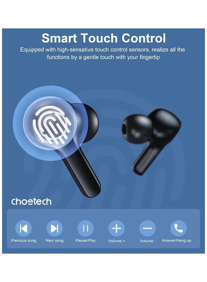 Choetech Choebuds Pro TWS ANC ENC Earphone, 6 Mics, Big Bass, Clear Calls, Multi-Mode Noise Cancelling IPX7 Water-Resistant,Black + 18_2