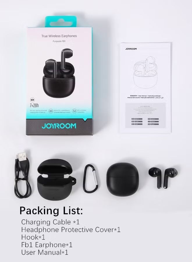Joyroom JR-FB1 Funpods Series True Wireless Earphones DNC Detect Noise Cancellation Clear Calling Experience 2024 New Model, Black_1
