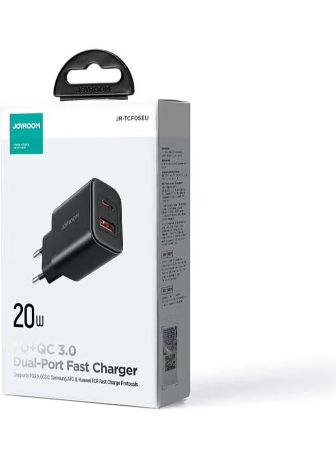 Joyroom JR-TCF05 20W Dual-Port EU Charger with C to C Cable, 1 Meter Length, Black|12 Months Warranty_4