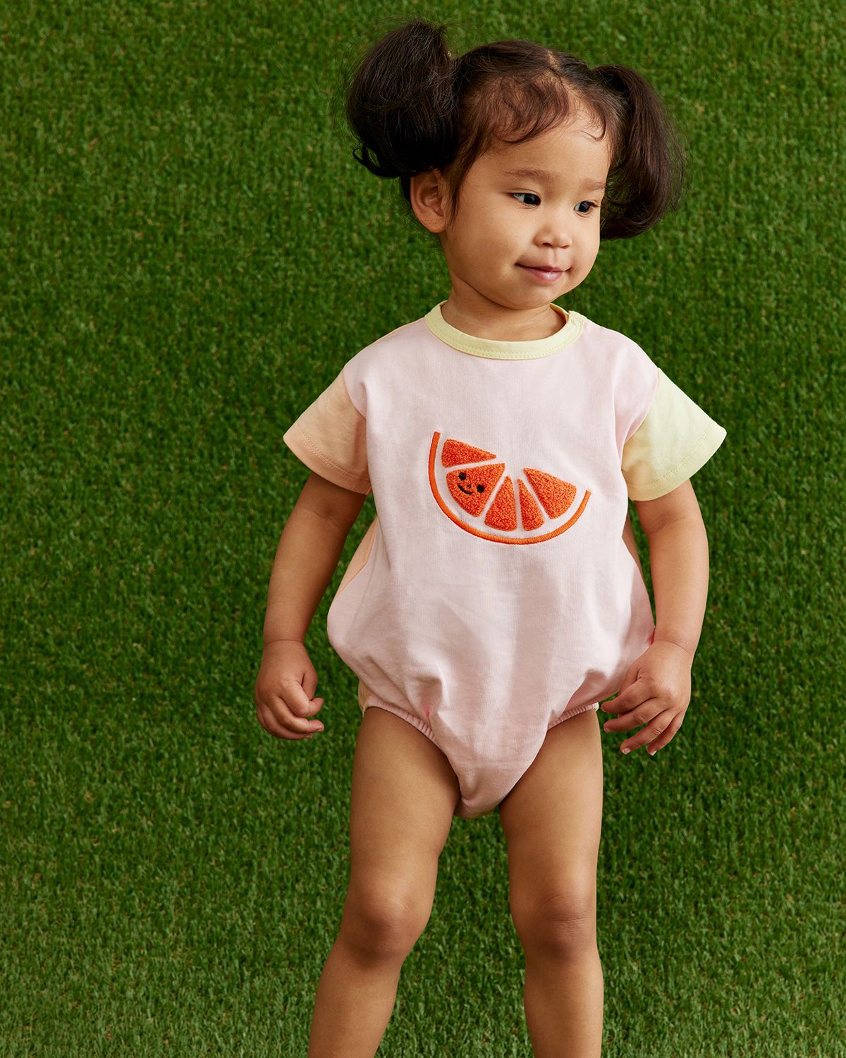 Cotton Applique Bodysuit (Orange)_2