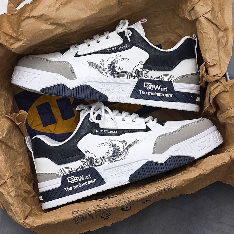 Vault S1 Sport 2023 Casual Sneakers – Size 44 | White & Brown with Artistic Design | Comfortable & Stylish"_1