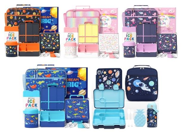 LONCHERA BENTO PARA NIÑOS CON TERMO TÉRMICO/BOTELLA AISLADA CON BOLSA DE ALMUERZO DISEÑOS SURTIDOS_0