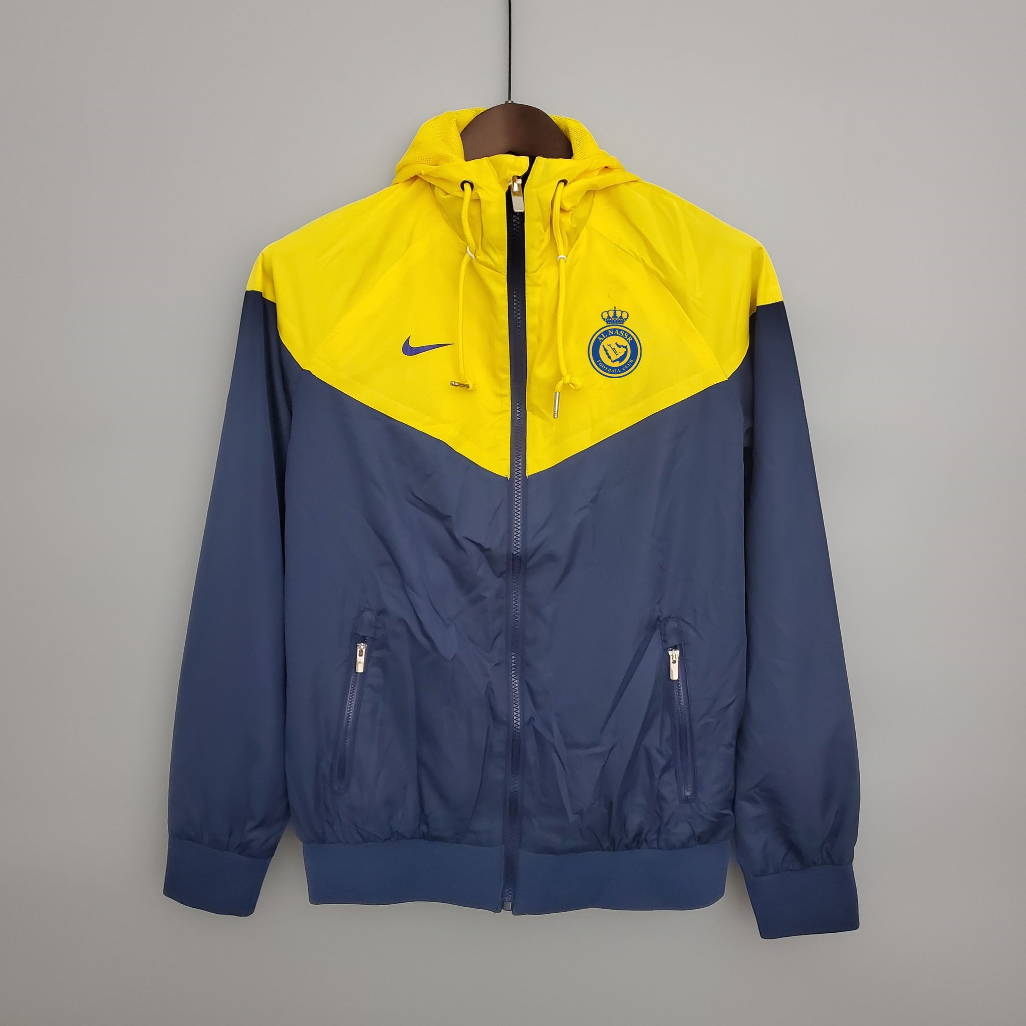 Al Nassr hooded windbreaker 1 (Yellow/ Navy Blue)_0
