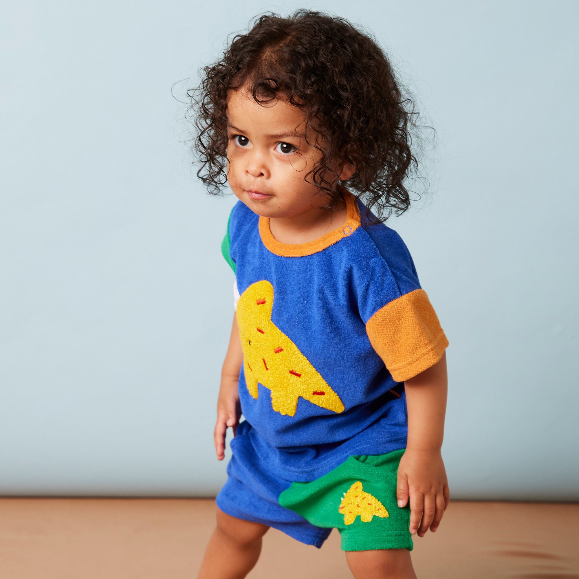 Terry Applique Shorts (Yellow Dinosaur)_2