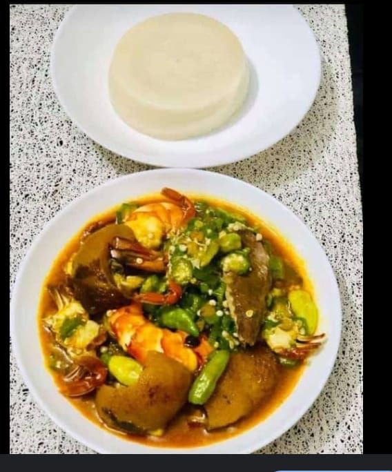 Sauce gombo avec Pâte blanche_0