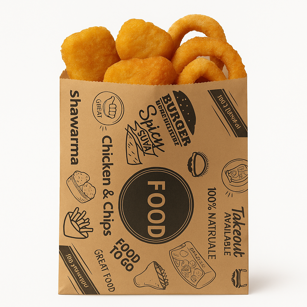 “FOOD TO GO” DELI TAKEOUT BAGS - BROWN & BLACK / 3 SIZES  _0