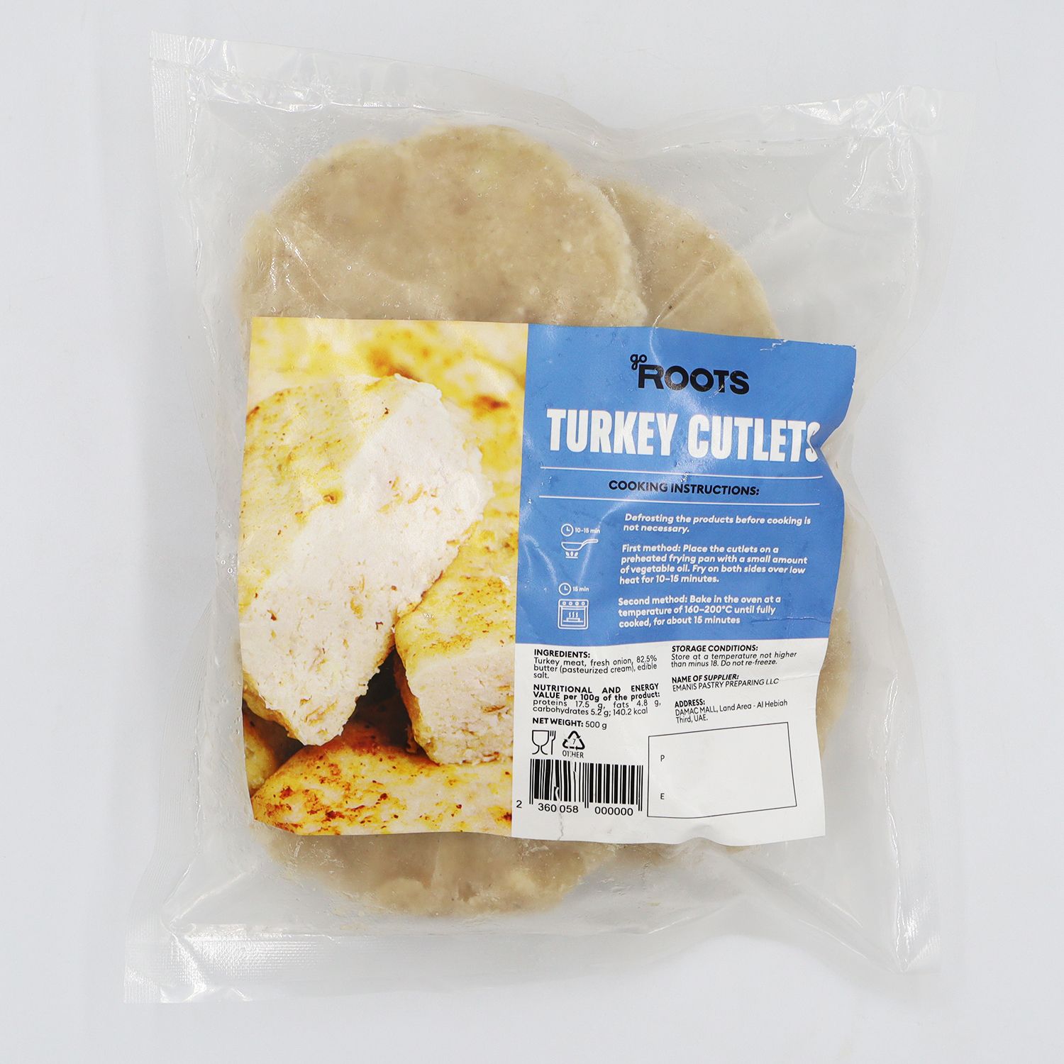 Roots Turkey Cutlets Frozen 500g_0