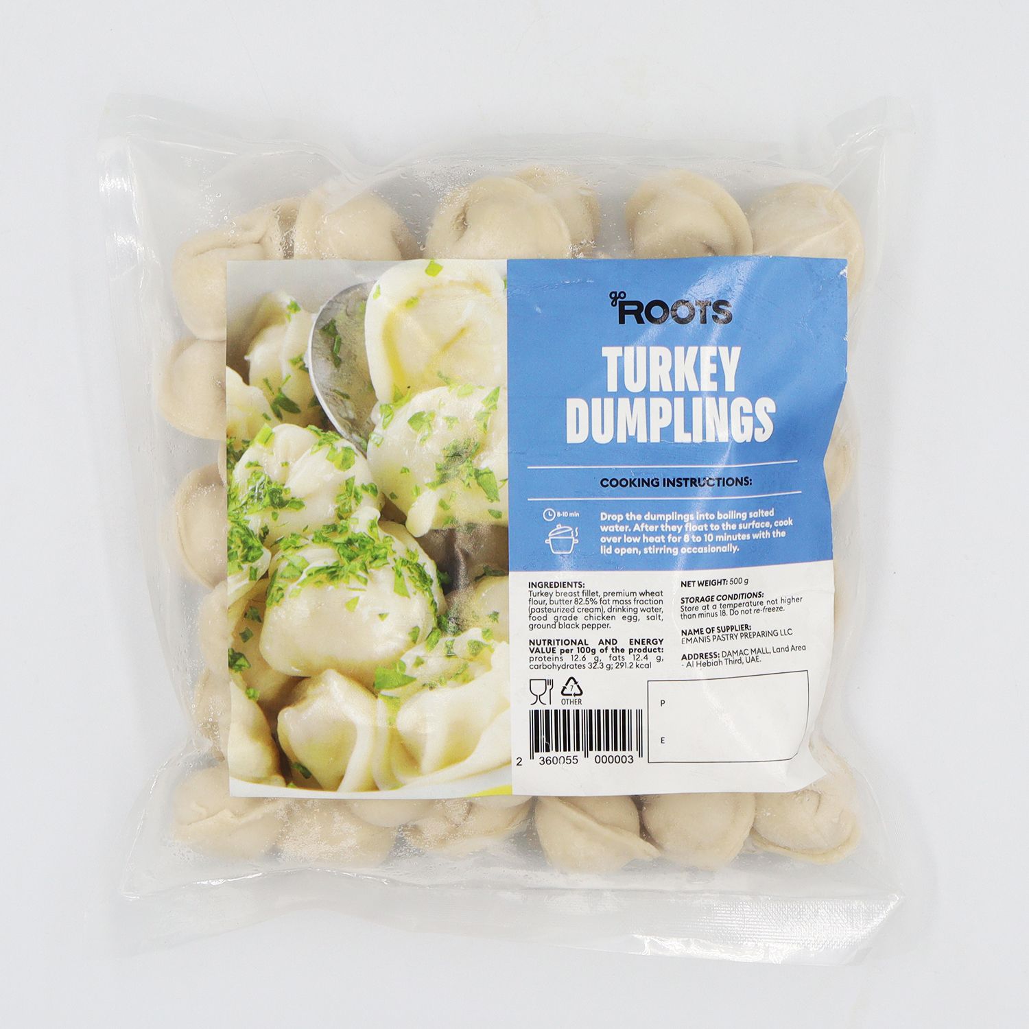Roots Turkey Dumplings Frozen 500g_0