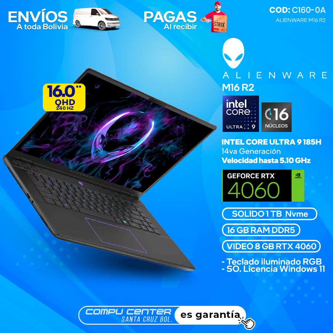 ALIENWARE M16 R2 / CORE ULTRA 9 14Va Generación / RTX 4060 8 GB_0