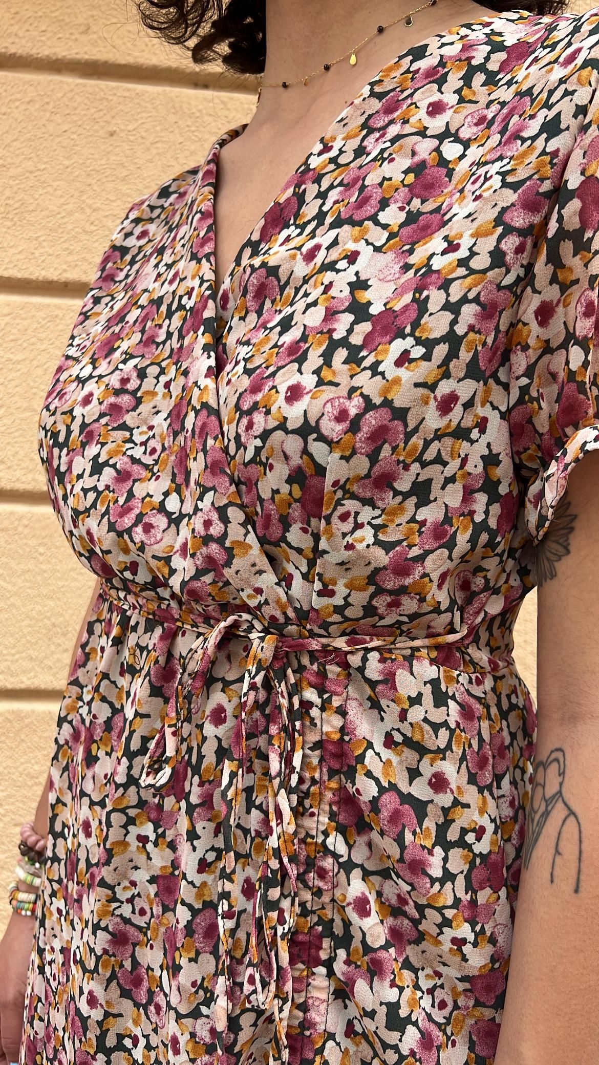 Floral Ruffle Hem Wrap Mini Dress _1