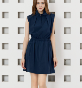 Duvik - Half Zip-up Pintuck Banding One Piece_1