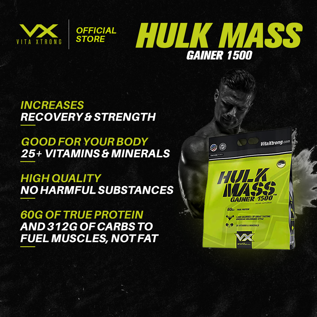 Vitaxtrong Hulk Mass Gainer 1500 (6lbs/2.7kg) | High Calorie Protein Muscle Gainer [VX]_2