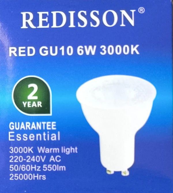 REDISSON GU10 6Watt 240vAC 3000k (Warm White) LED Downlight Bulb - Versatile Lighting Solution (10007538)_0